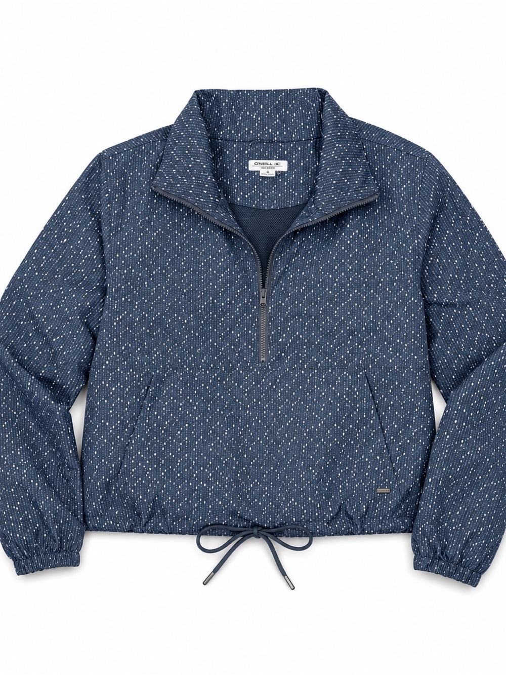 O'Neill Slate Blue-Gray Dot Half-Zip Rain Athletic Stretch Jacket Crop to Waist